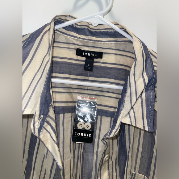 NWT Torrid $65 Stripe Voile Drop Shoulder cotton Shirt Kimono Size 2X - Picture 4 of 9